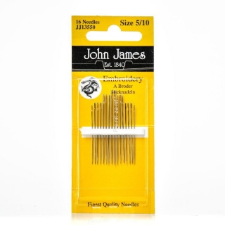 Ihly vyšívacie jemné Embroidery John James veľkosť 5-10