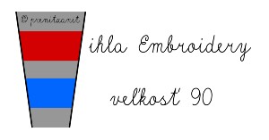 Farebné označenie ihiel Schmetz nákres. Červená farba ihly Embroidery, modrá farba veľkosť 90
