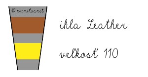 Farebné značenie ihiel Schmetz. Hnedá farba typ Leather, žltá farba veľkosť 110