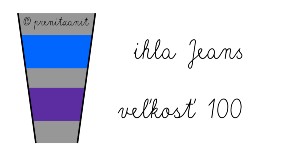 Farebné označenie ihiel Schmetz nákres. Modrá farba ihly Jeans, fialová farba veľkosť 100