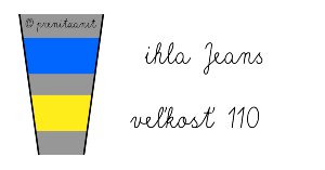 Farebné označenie ihiel Schmetz nákres. Modrá farba ihly Jeans, žltá farba veľkosť 110