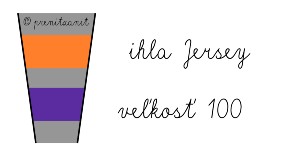 Farebné značenie ihiel Schmetz. Nákres. Oranžová farba ihly Jersey, fialová farba veľkosť 100